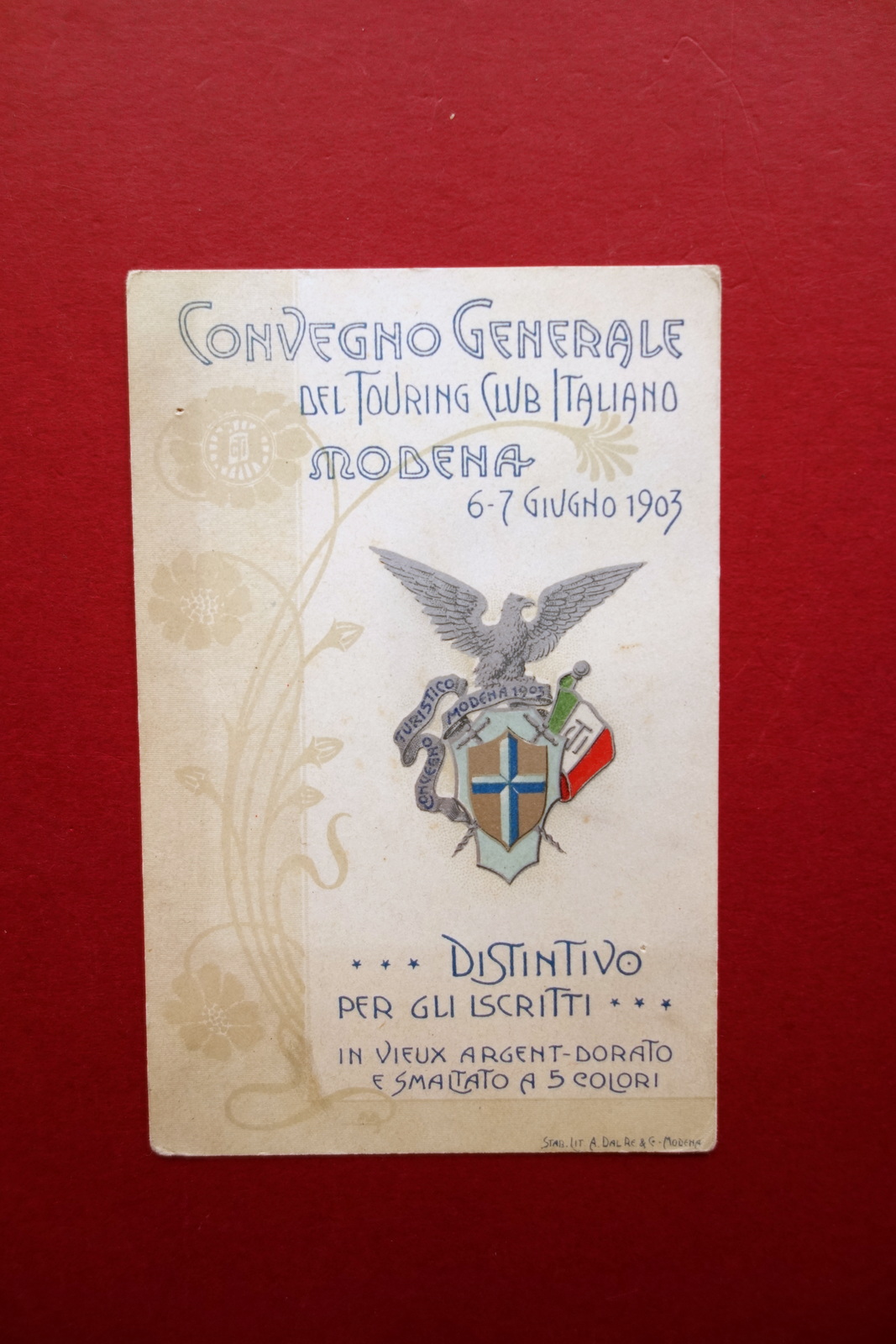 Cartolina Convegno Generale del Touring Club Italiano Modena 1903 Non …