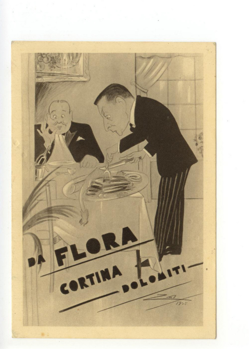 Cartolina Da Flora Cortina Dolomiti 1935 non viaggiata d'Ampezzo Belluno