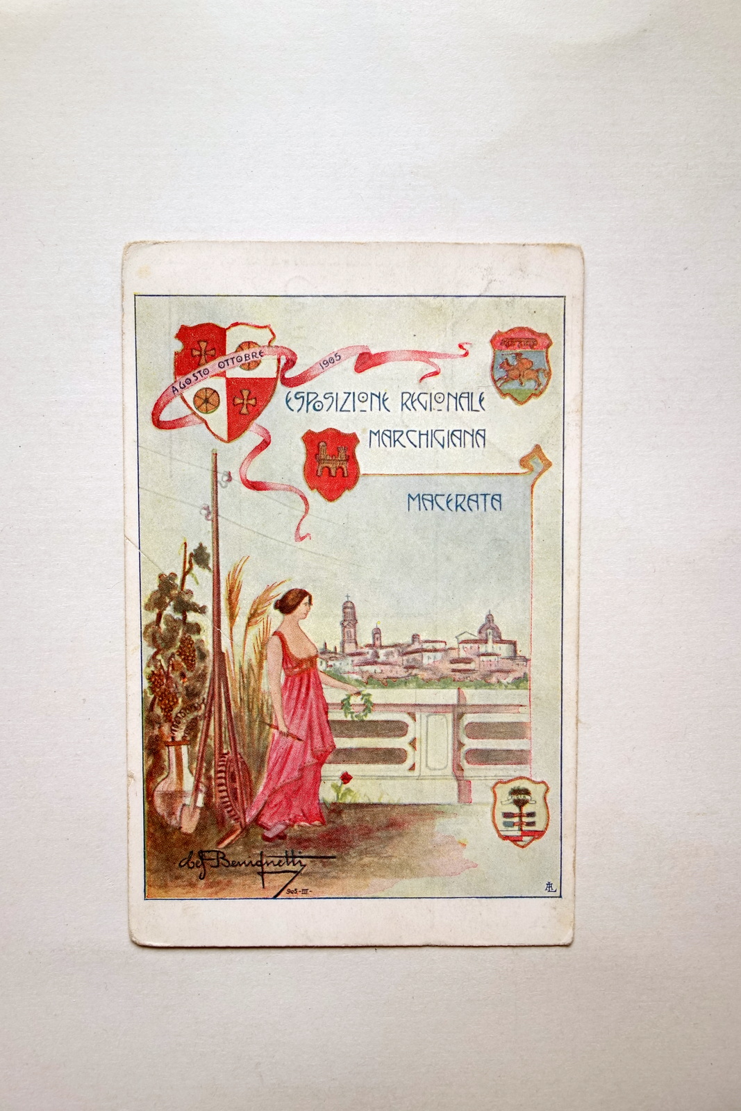 Cartolina Esposizione Regionale Marchigiana Macerata 1905 Viaggiata Grafica