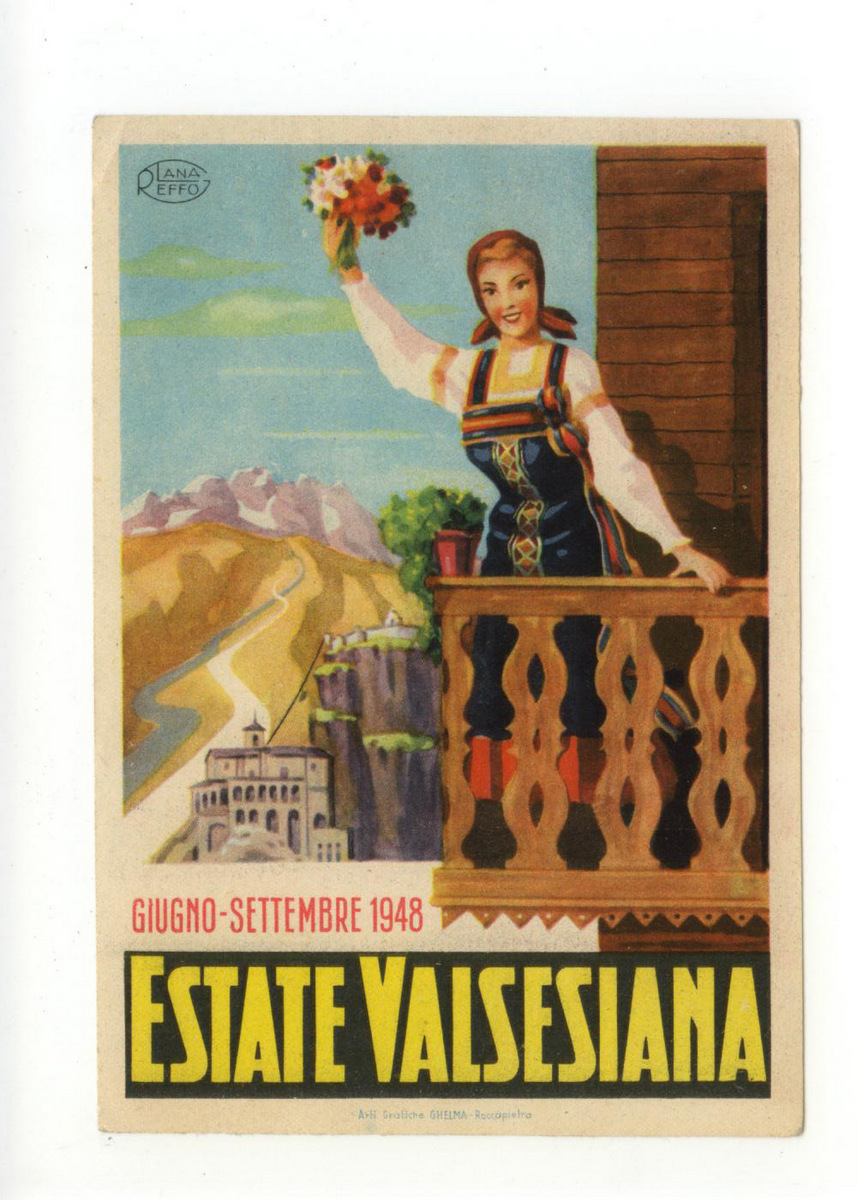 Cartolina Estate Valsesiana Giugno-Settembre 1948 non viaggiata Lana Reffo