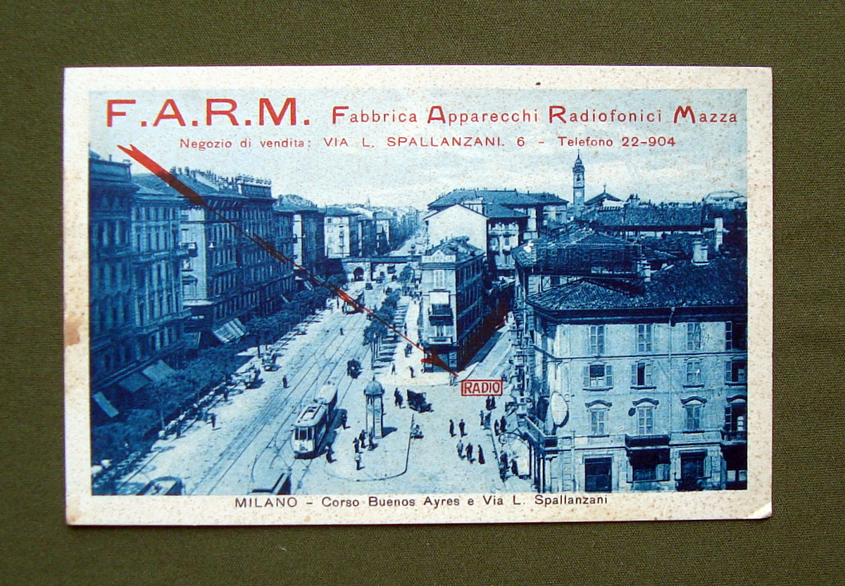 Cartolina Fabbrica Apparecchi Radiofonici Mazza Milano Radio Altoparlanti
