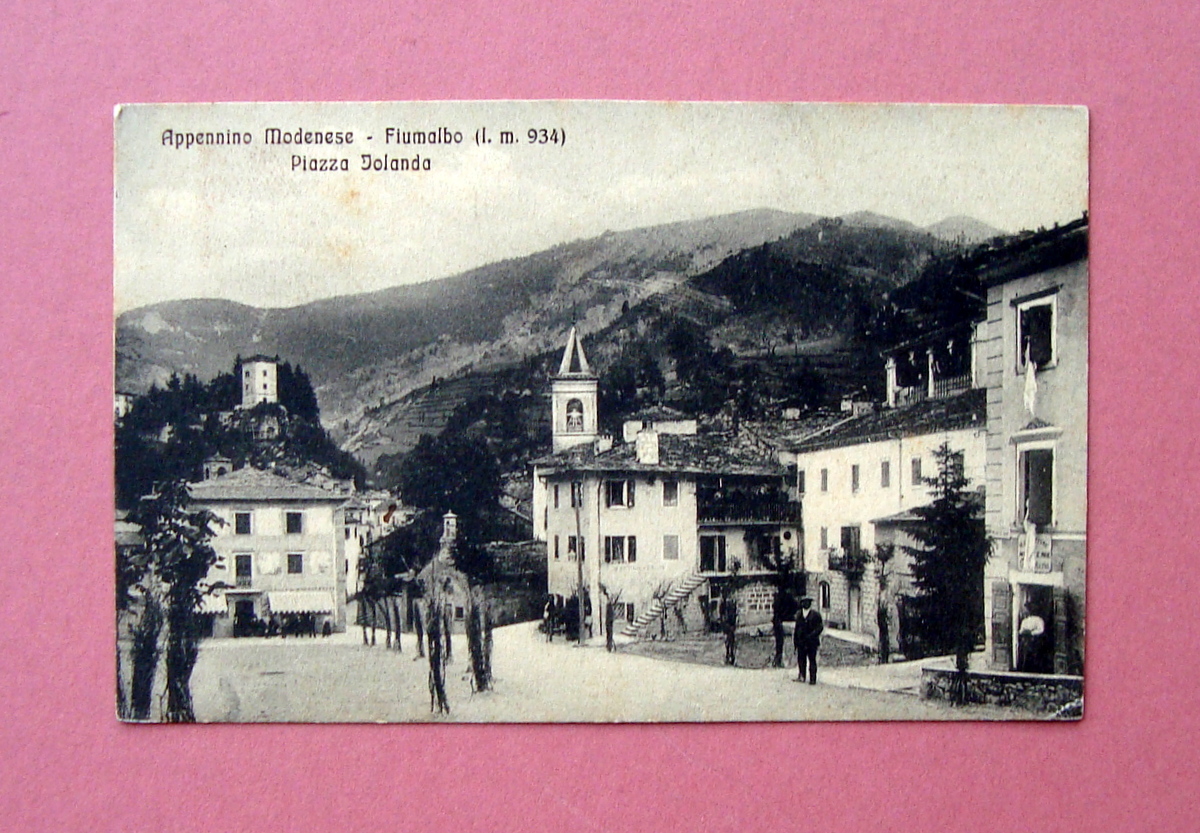 Cartolina Fiumalbo Piazza Iolanda 1915 viaggiata Appennino Modenese