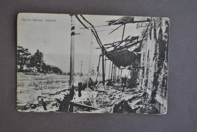 Cartolina Friuli Guerra Mondiale Gorizia Italiana Stazione Bombardamenti 1917