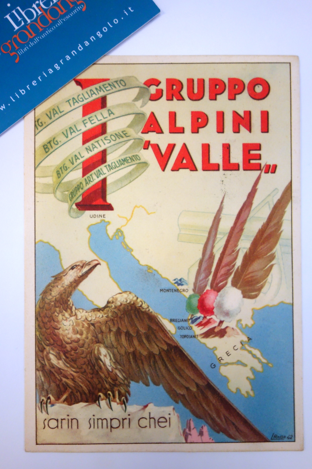 Cartolina Gruppo Alpini Valle Val Tagliamento Fella Natisone viaggiata '43 …