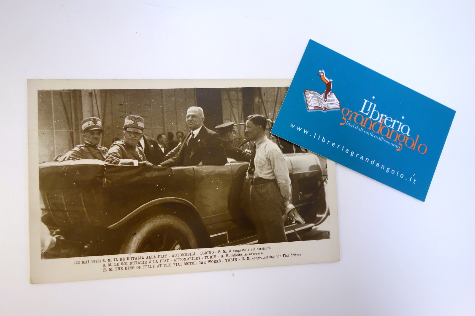Cartolina il re d'Italia alla Fiat Automobili Torino viaggiata 1923