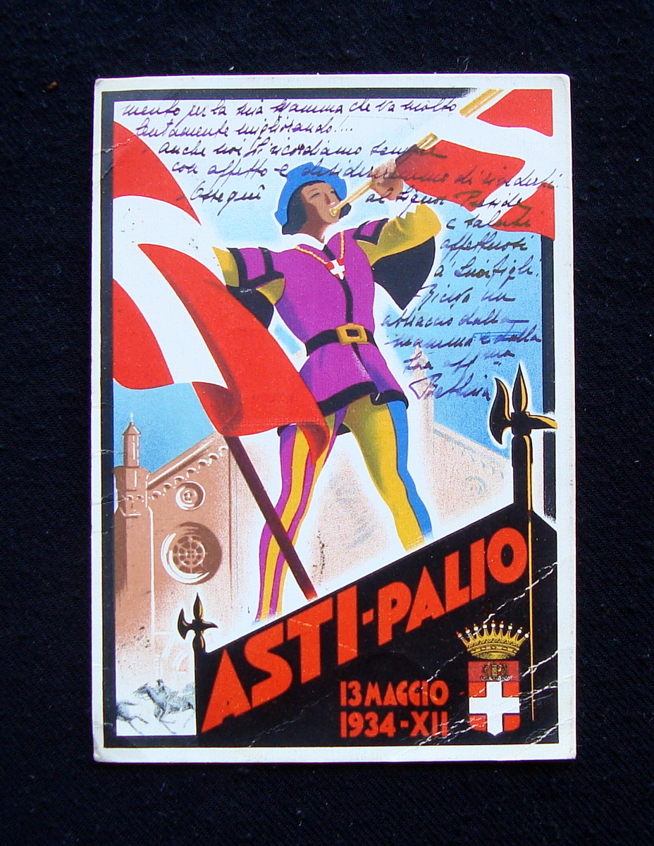 Cartolina illustrata Asti Palio 13 Maggio 1934 Barabino Greve Genova …