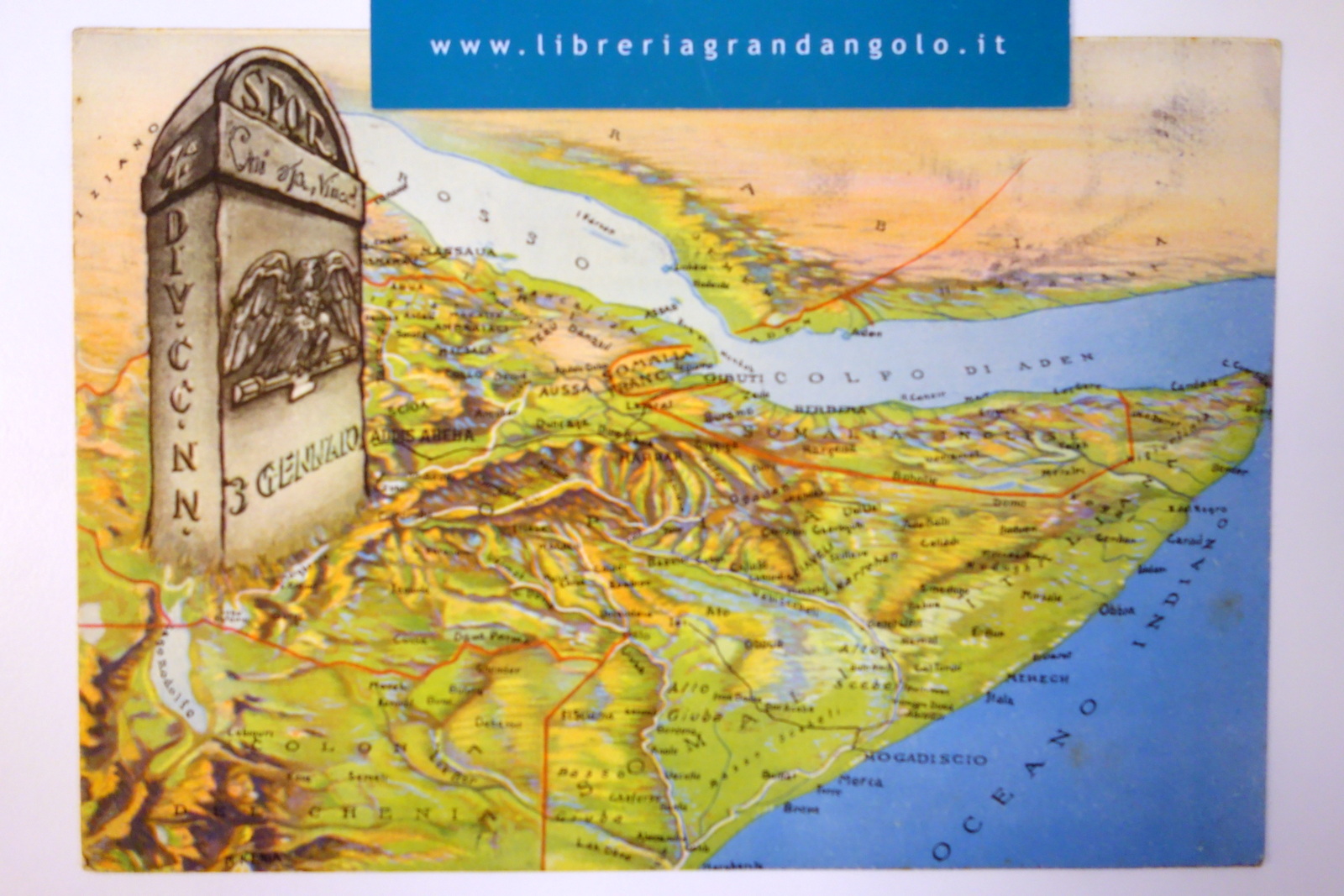 Cartolina IV Divisione Camicie Nere "3 gennaio" colonie Eritrea viaggiata …