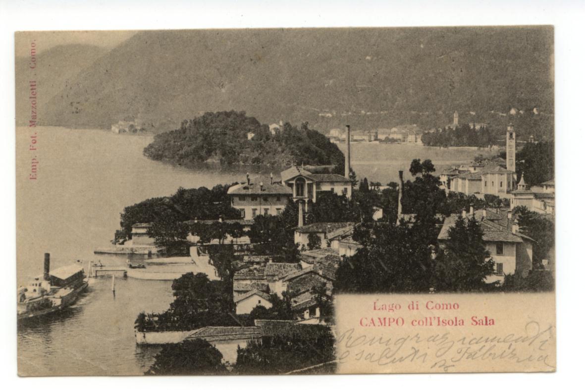 Cartolina Lago di Como Campo coll'Isola Sala 1906 viaggiata