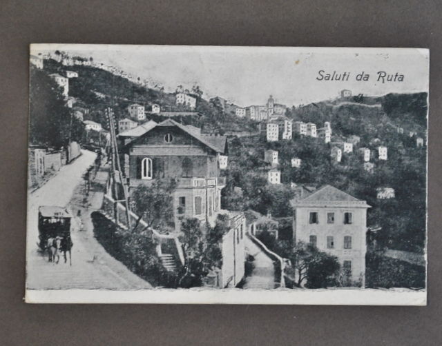 Cartolina Liguria Genova Ruta animata Carrozza Postale Posta 1919