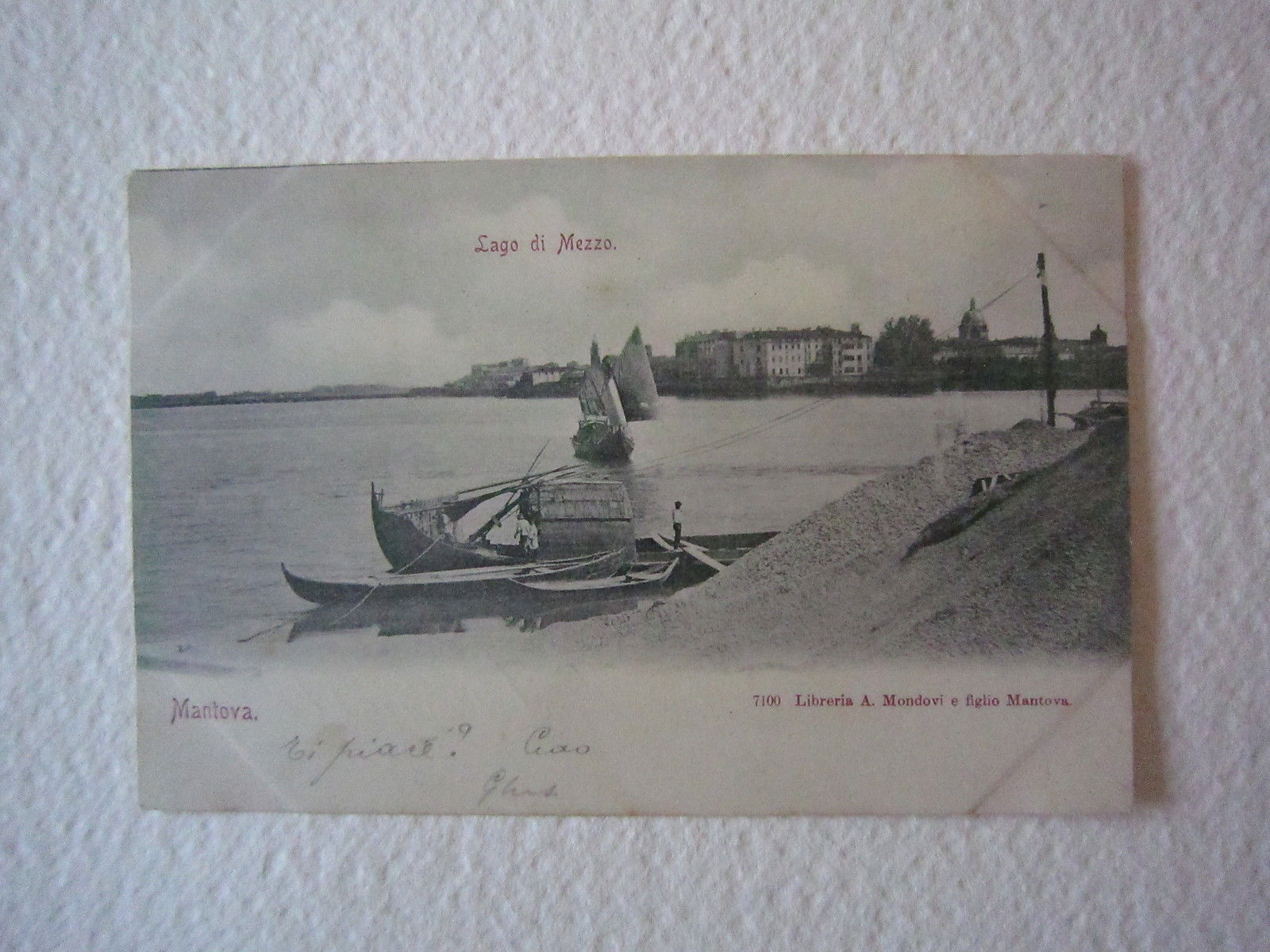 Cartolina Locale 1902 Mantova Lombardia Lago di Mezzo Libreria Mondovi …