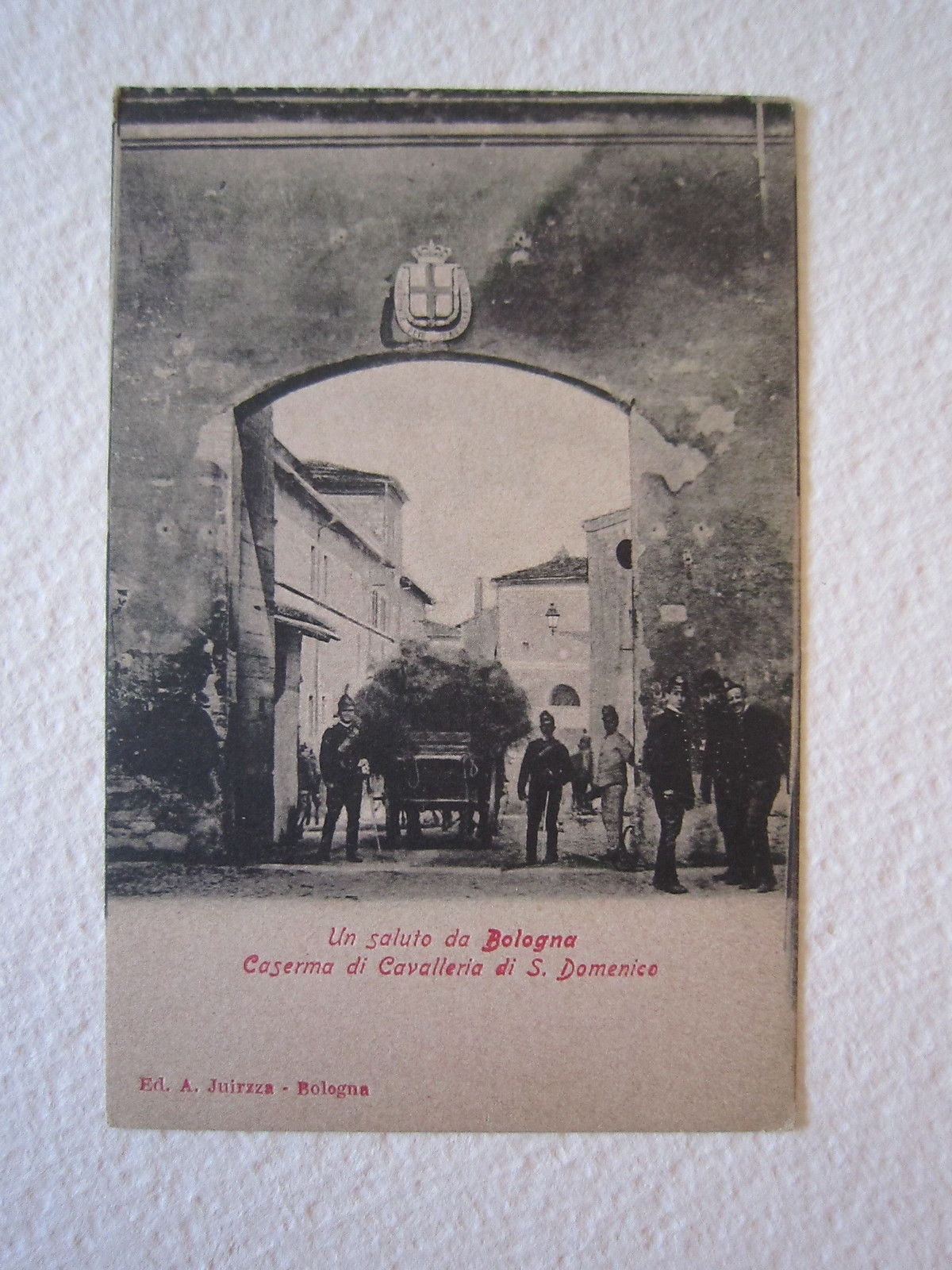 Cartolina Locale '900 Emilia Romagna Bologna Caserma Cavalleria Domenico Animata