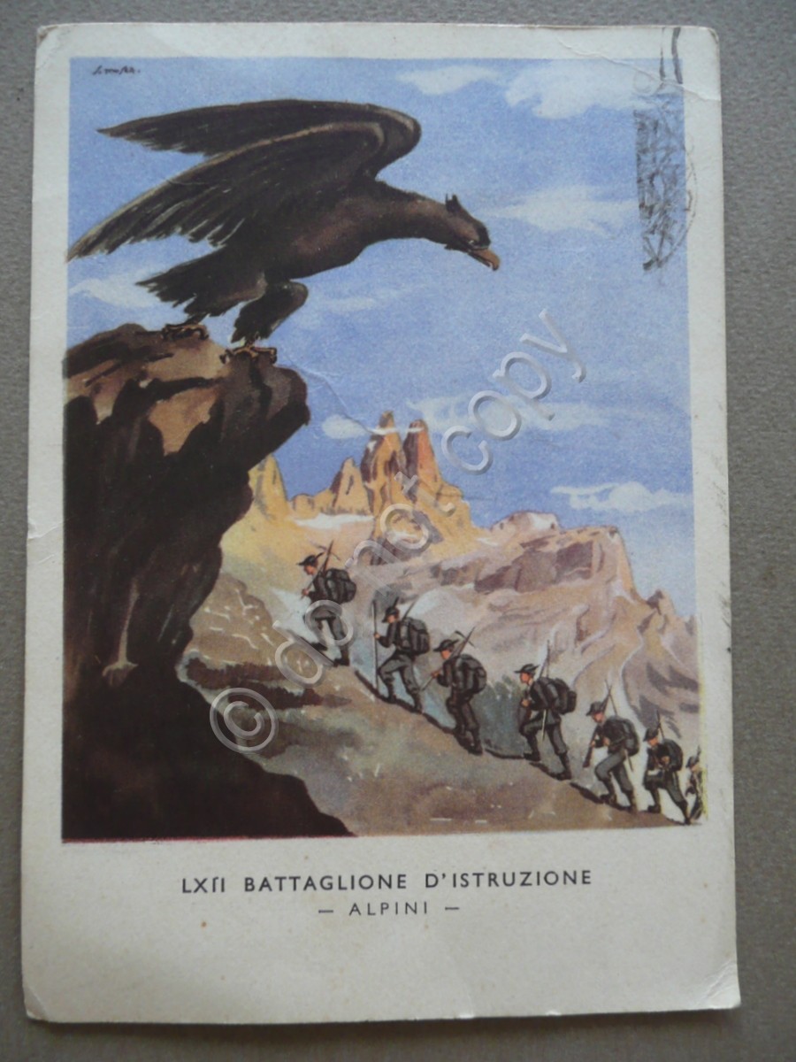 Cartolina LXII Battaglione D'Istruzione Alpini Viaggiata 1942