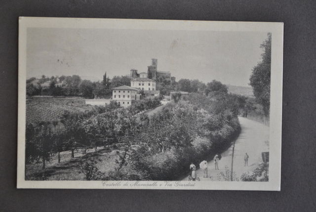 Cartolina Maranello Modena Emilia Castello e Via Giardini 1915