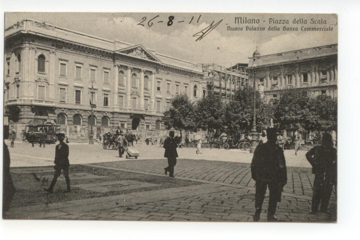 Cartolina Milano Piazza della Scala Nuovo Palazzo della Banca 1911 …