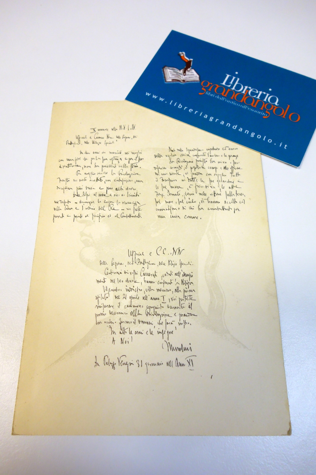 Cartolina Milizia Ufficio Storico con scritta e ritratto Mussolini non …