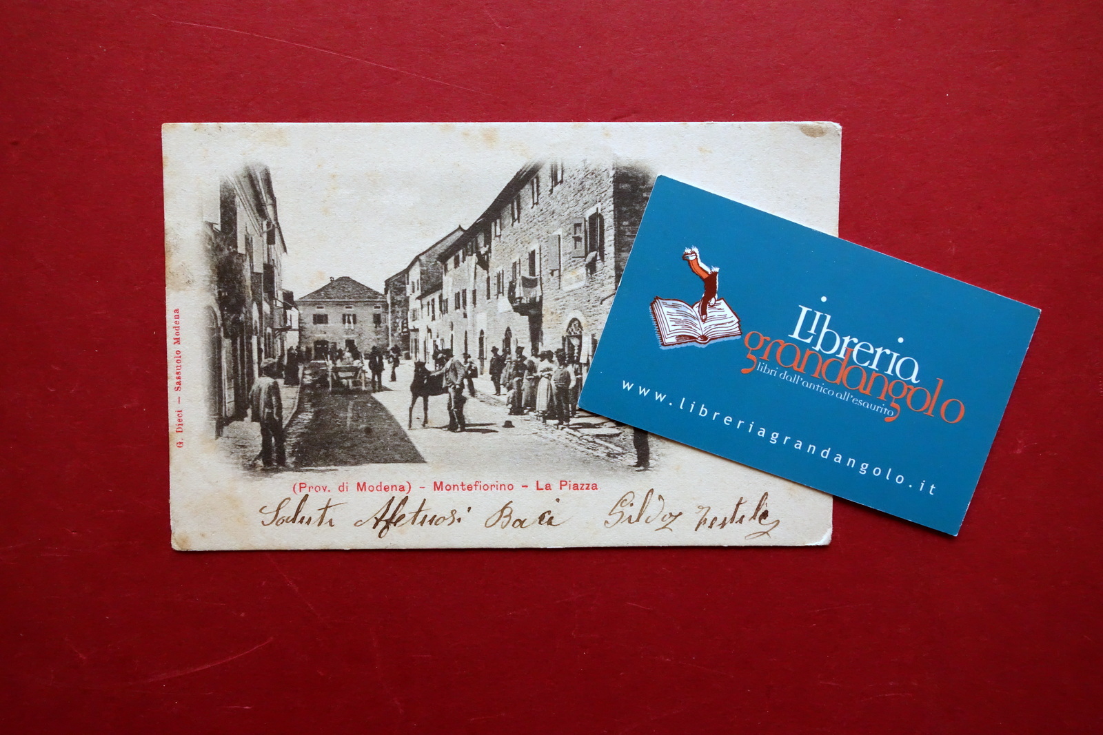 Cartolina Montefiorino Modena Piazza Viaggiata Animata 1903 Rara