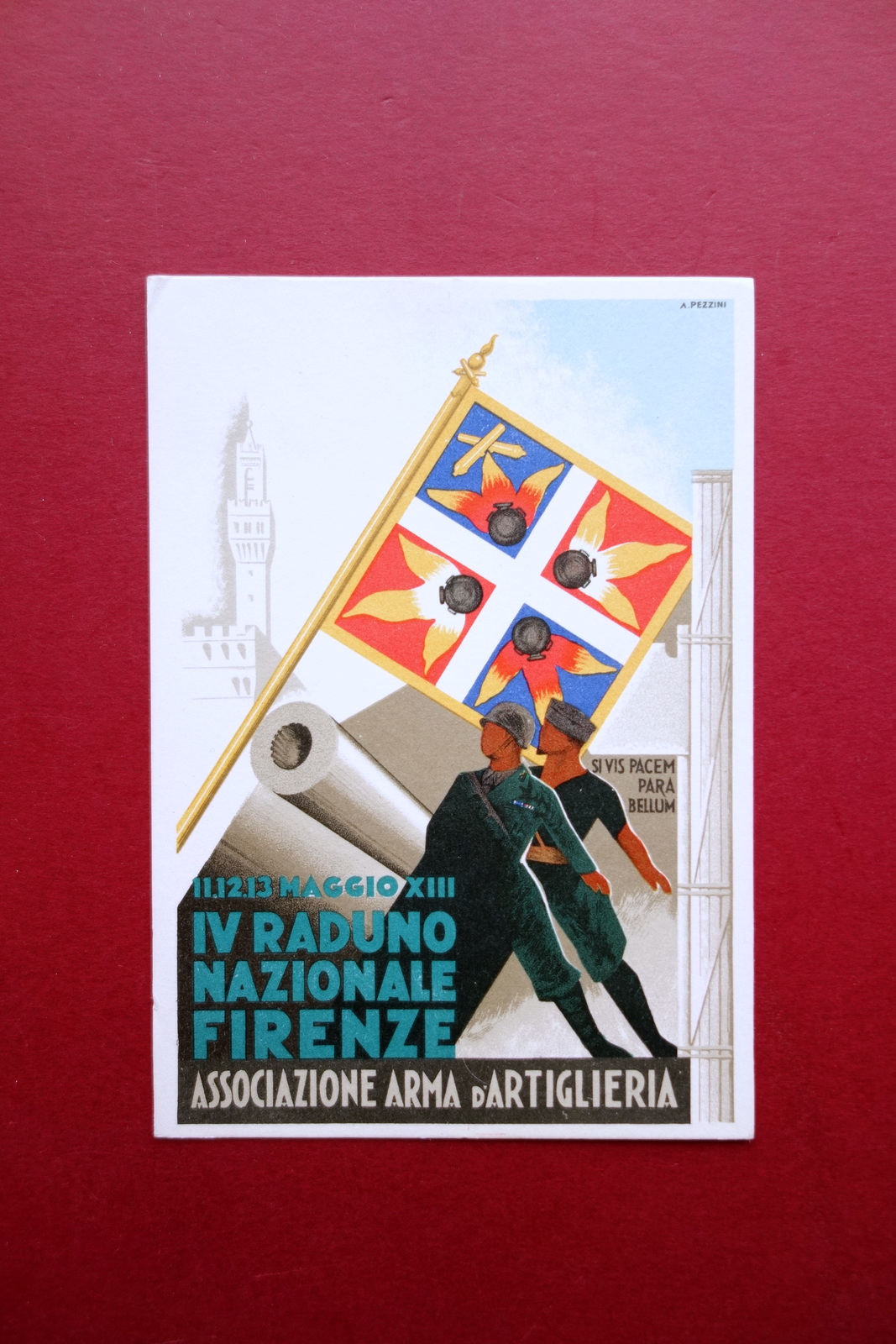 Cartolina Originale Ass. Arma d'Artiglieria IV∞ Raduno Nazionale Firenze 1935