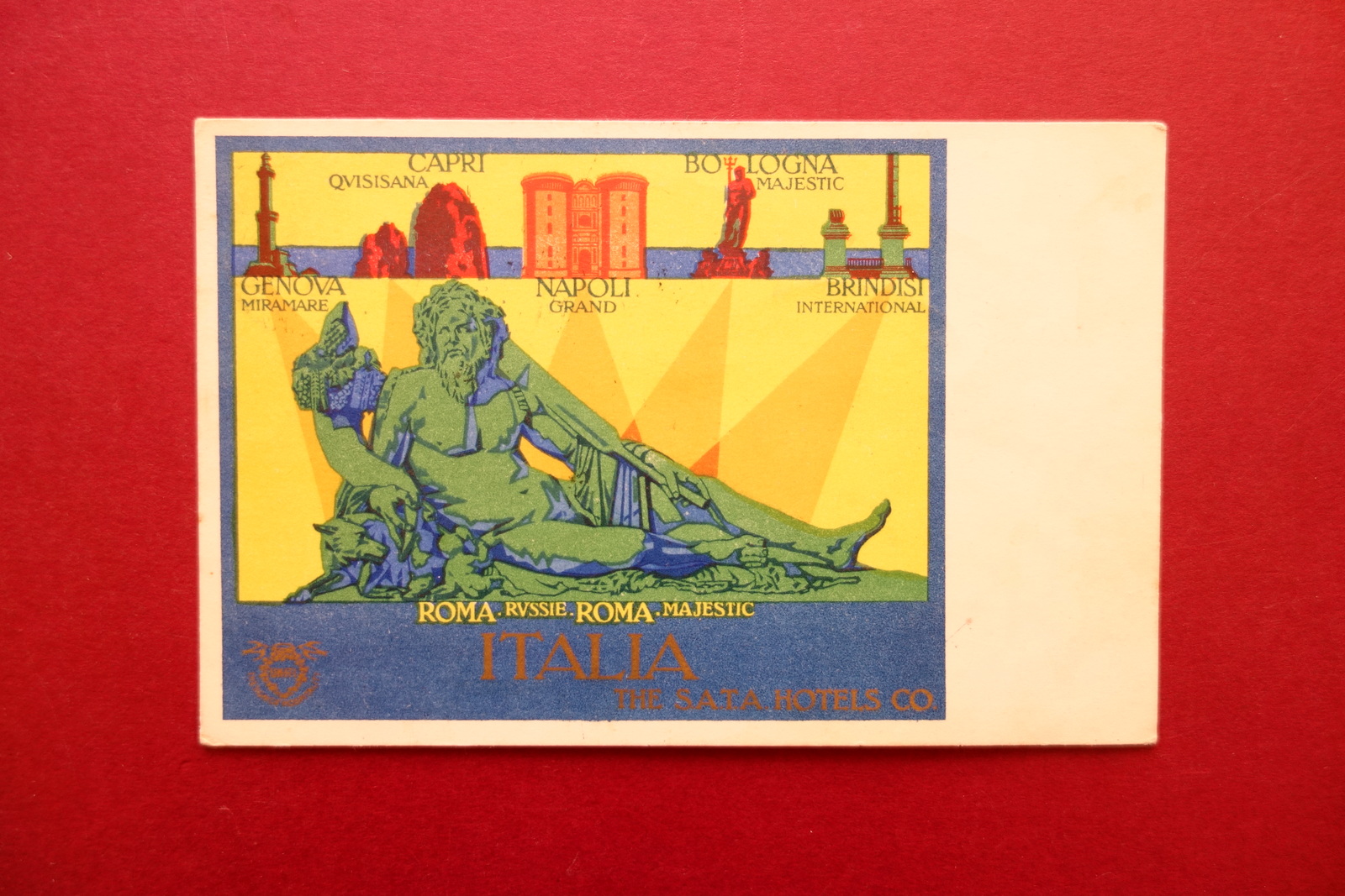 Cartolina Originale The S.A.T.A. Hotels Co. Roma Capri Bologna Viaggiata …