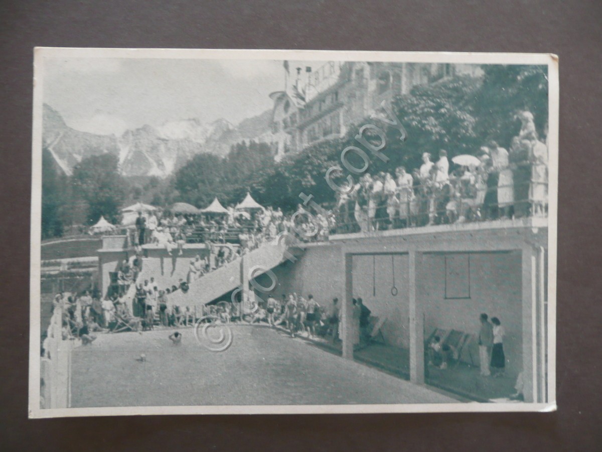 Cartolina Palace Hotel Cristallo Piscina Cortina d'Ampezzo Anni Trenta