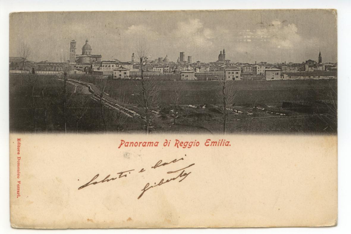 Cartolina Panorama di Reggio Emilia 1900 viaggiata