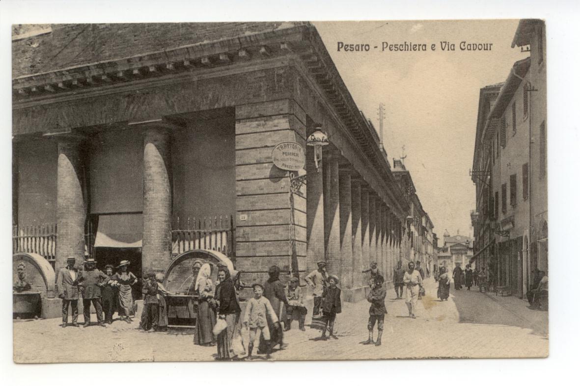 Cartolina Pesaro Peschiera e Via Cavour viaggiata 1916