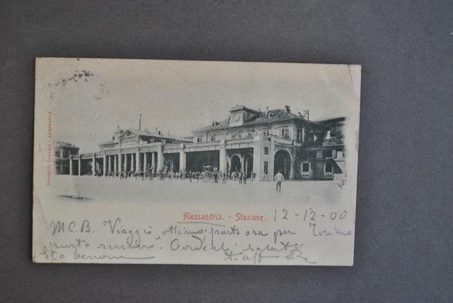 Cartolina Piemonte Alessandria Stazione Treni Ferrovia 1900
