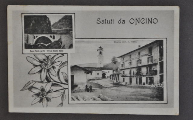 Cartolina Piemonte Oncino Cuneo Ponte Po Montagna 1931