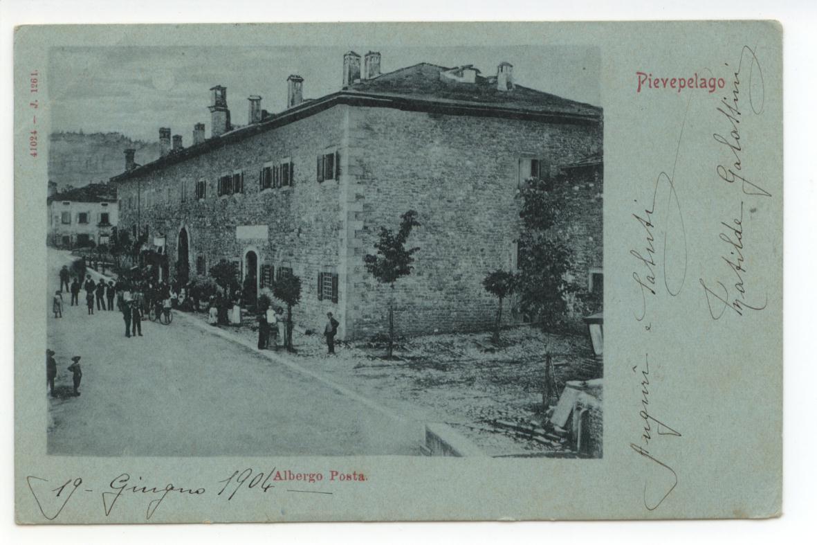 Cartolina Pievepelago Albergo Posta 1904 viaggiata Modena