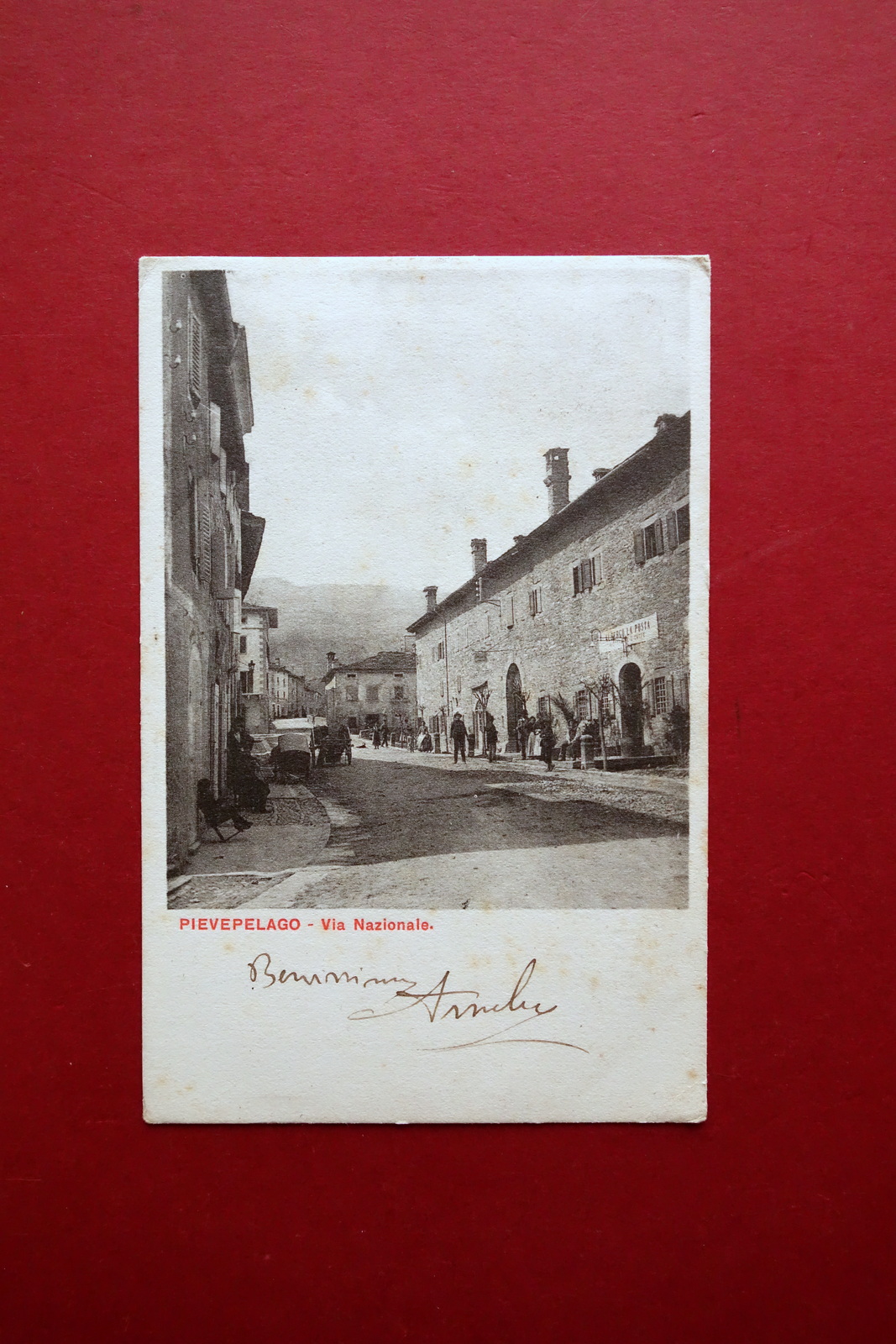 Cartolina Pievepelago Modena Via Nazionale Albergo La Posta Viaggiata 1905