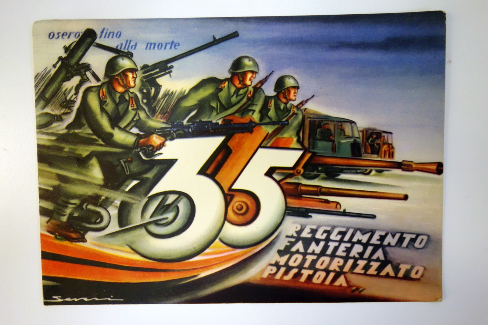 Cartolina posta militare 35° Reggimento Motorizzato Pistoia futurismo viagg. '42