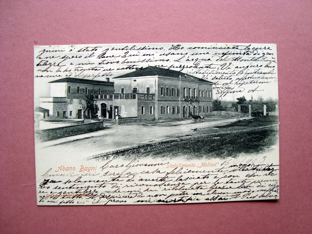 Cartolina Postale Abano Bagni Stabilimento Molino viaggiata 1903