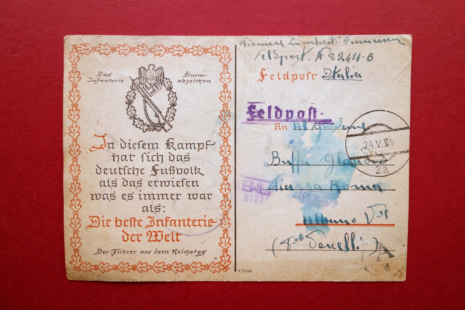 Cartolina Postale Feldpost Annulli Tedeschi 2A Die Beste Infanterie 1944 …