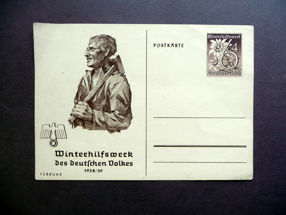 Cartolina Postale Winterhilfswerk des Deutschen Volkes Februar 1938/39 Originale