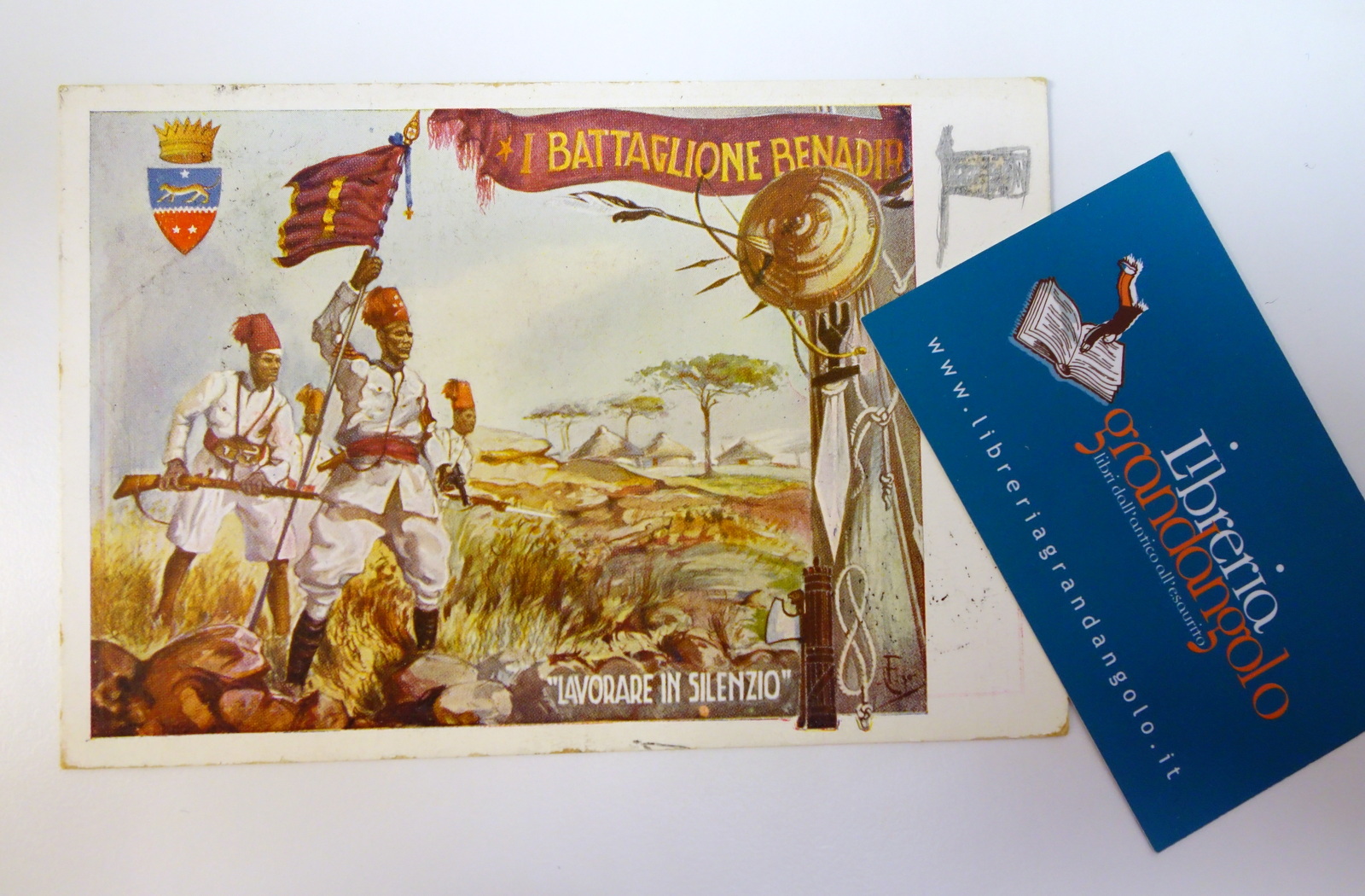 Cartolina Primo Battaglione Benadir Lavorare in silenzio Somalia viaggiata 1931