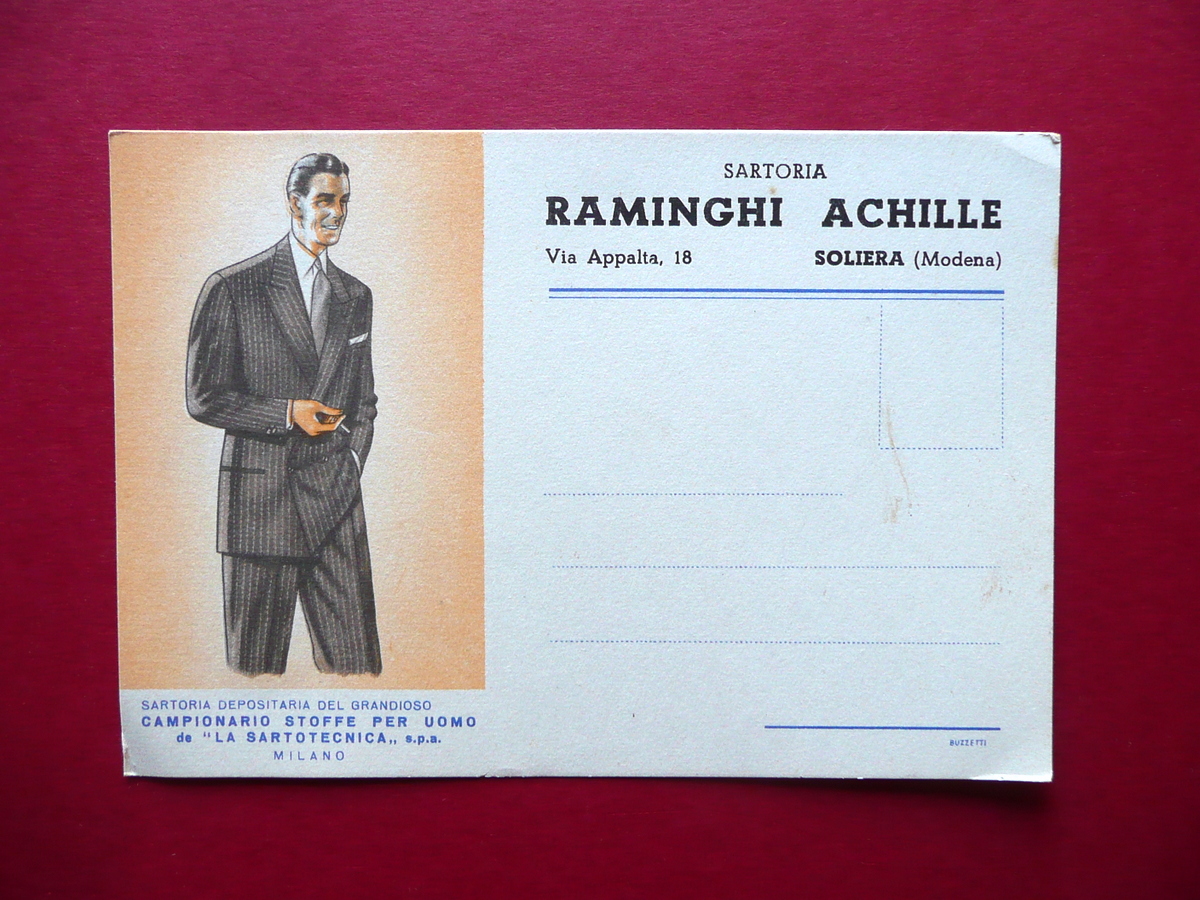 Cartolina Pubblicit‡ Sartoria Raminghi Achille Soliera Modena Anni '50