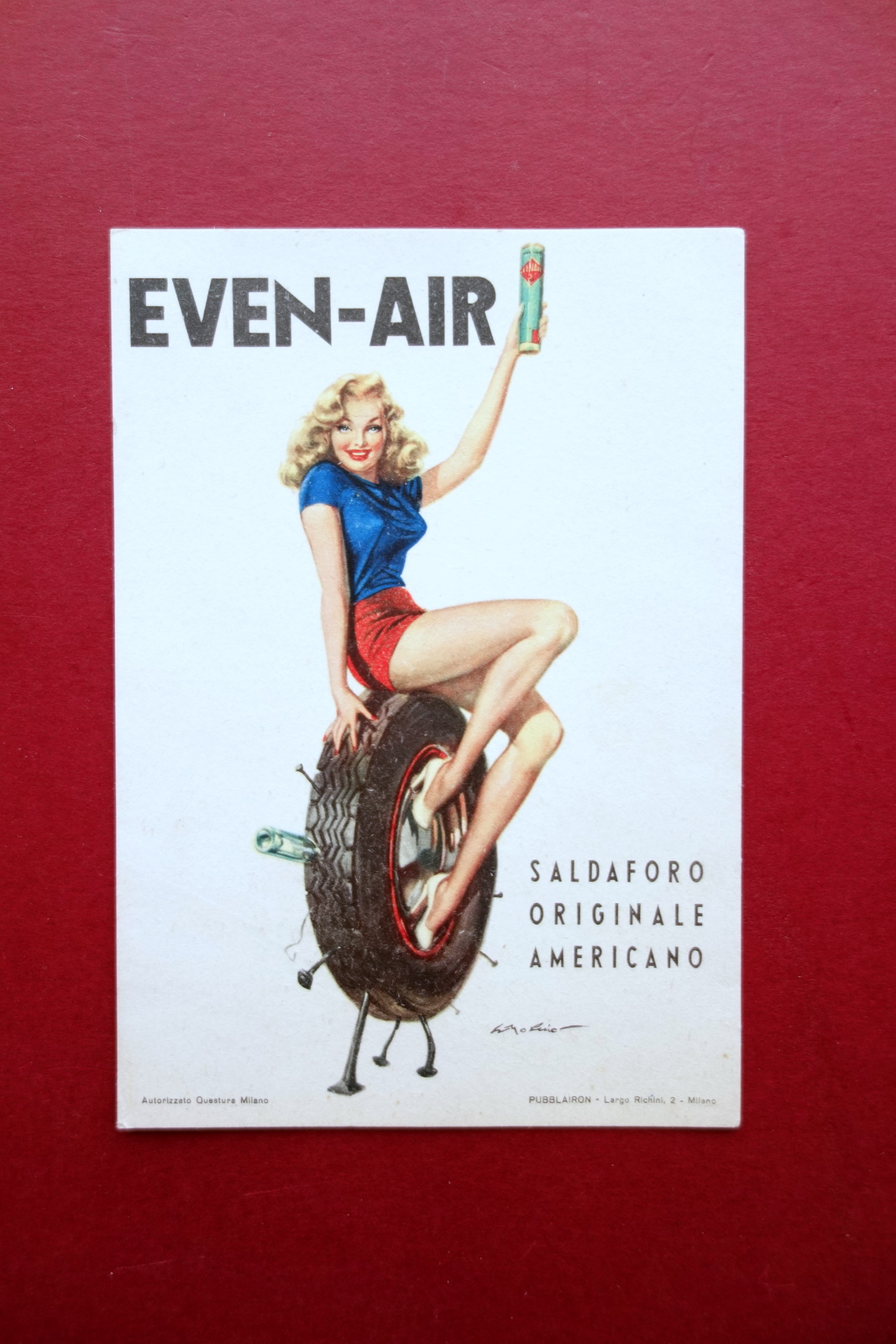 Cartolina Pubblicitaria Originale Even-Air Saldaforo Americano Anni '50 Molino