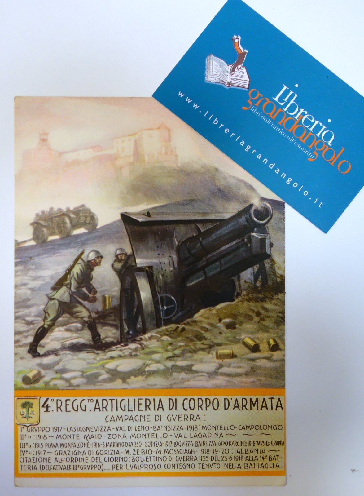 Cartolina Quarto Reggimento Artiglieri di Corpo d'Armata non viaggiata