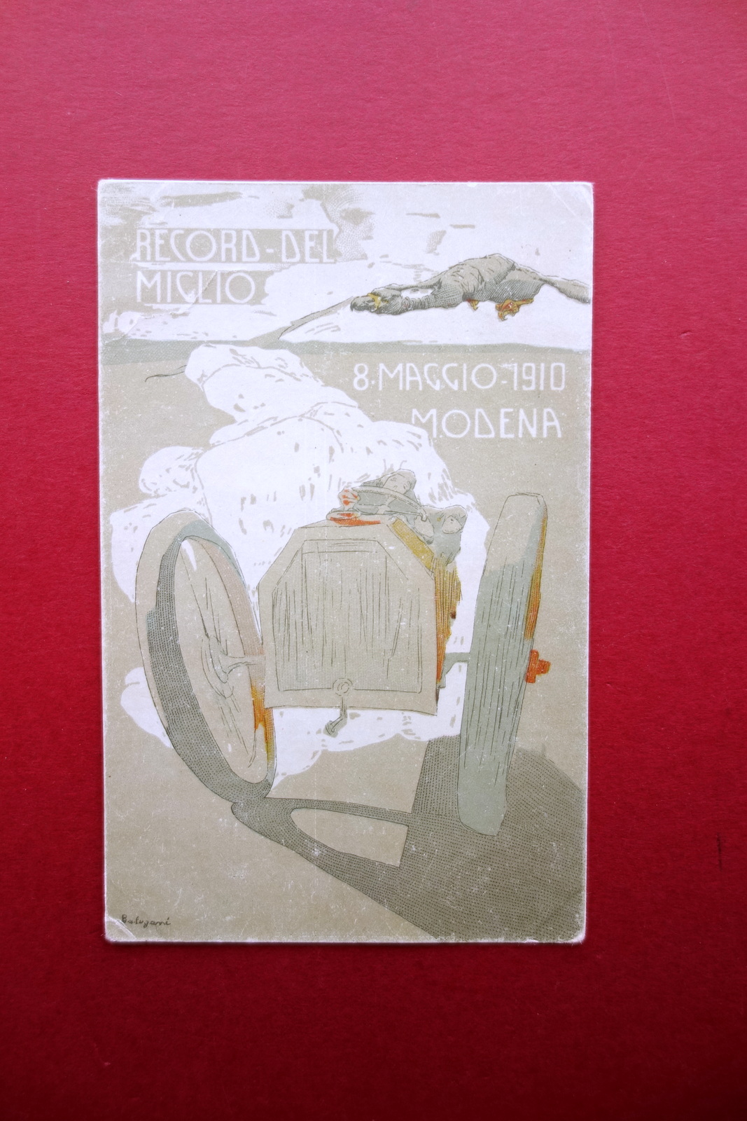 Cartolina Record del Miglio Modena 8 Maggio 1910 Grafica Balugani …