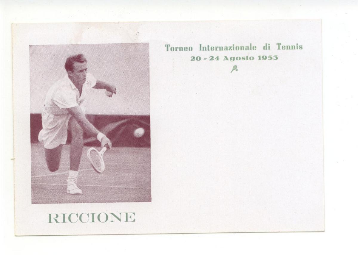 Cartolina Riccione Torneo Internazionale di Tennis 1953 non viaggiata annullo