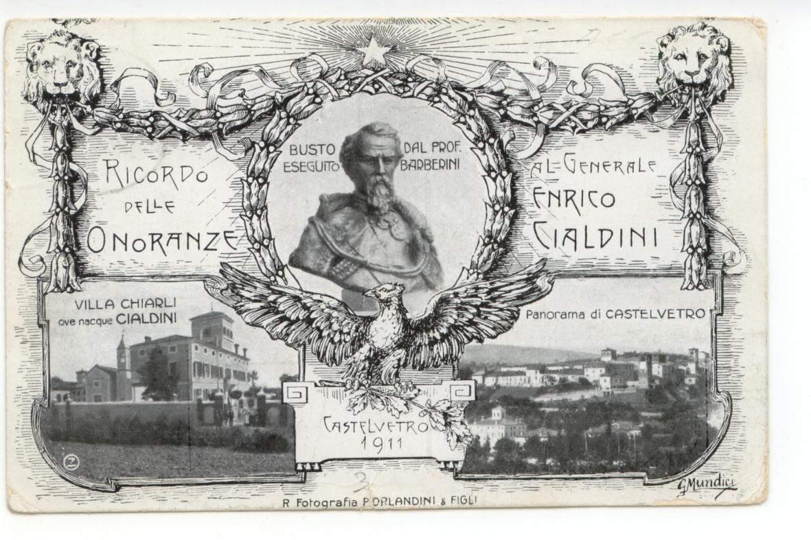 Cartolina Ricordo delle Onoranze Al Generale Enrico Cialdini 1911 viaggiata