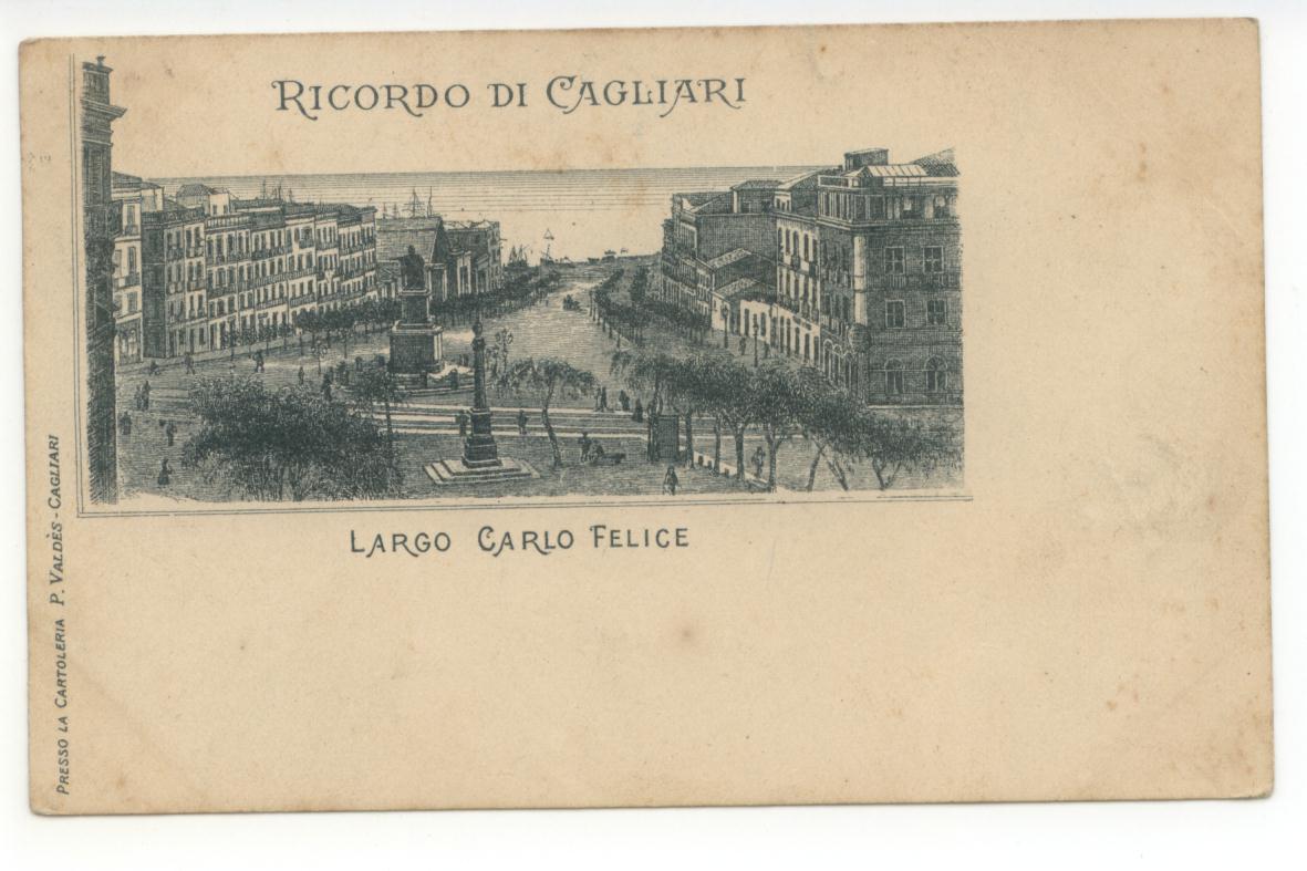 Cartolina Ricordo di Cagliari Largo Carlo Felice 1896 viaggiata