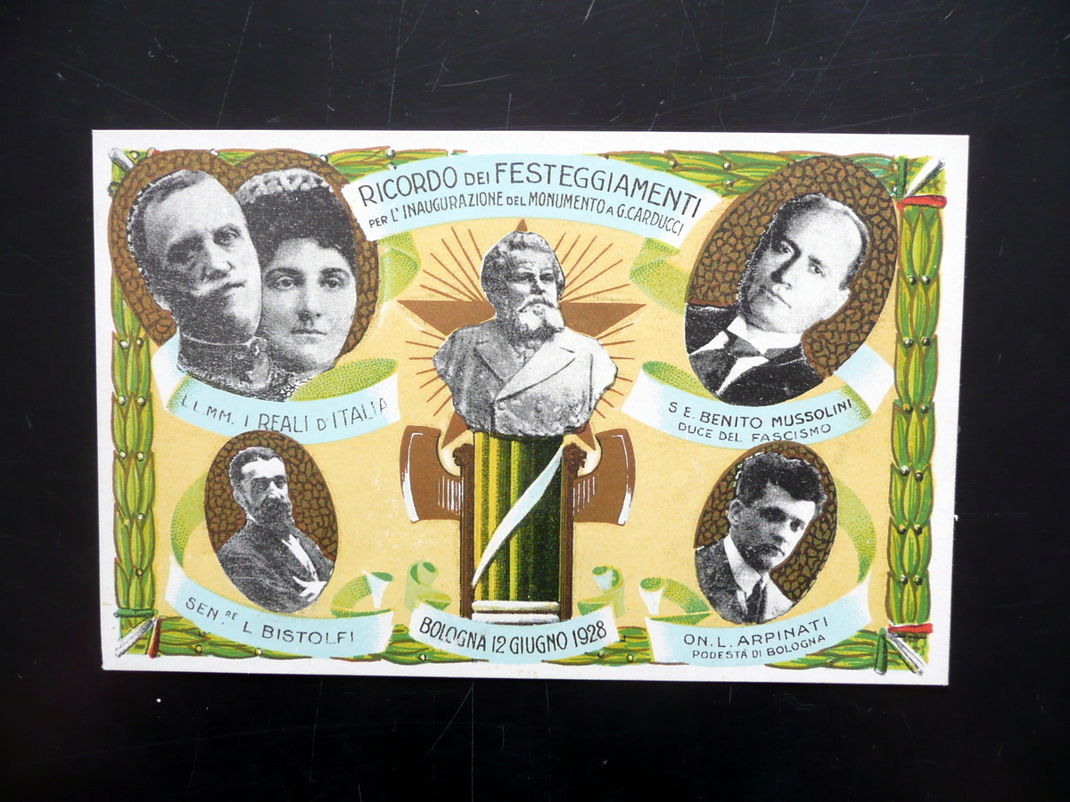 Cartolina Ricordo Festeggiamenti Inaugurazione Monumento a Carducci Bologna 1928