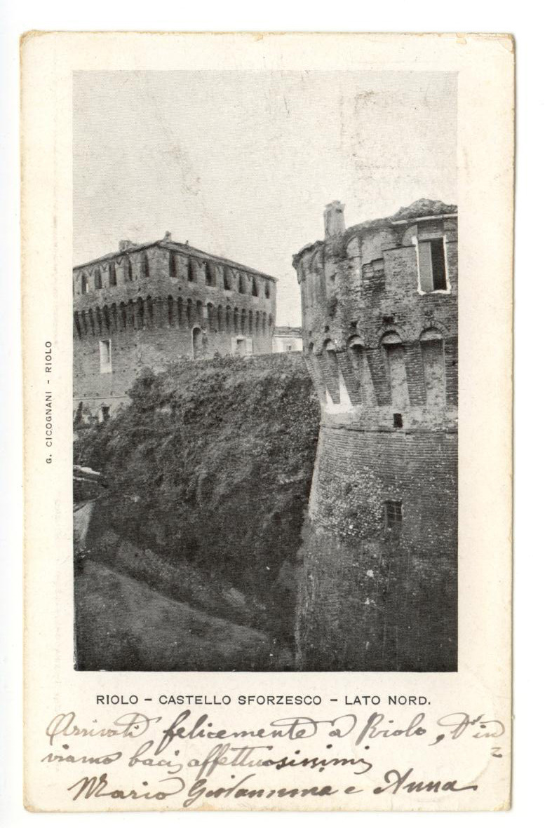 Cartolina Riolo Castello Sforzesco Lato Nord 1902 viaggiata Ravenna