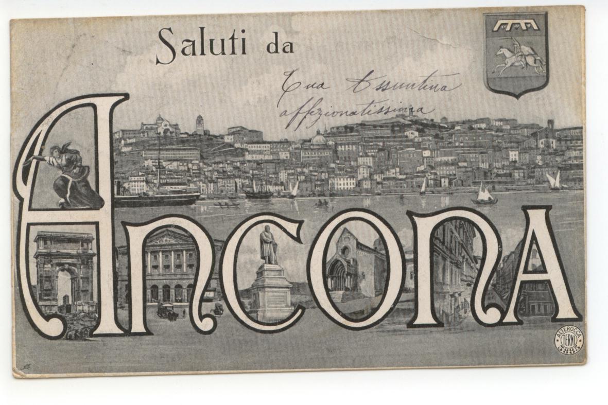 Cartolina Saluti da Ancona 1906 viaggiata