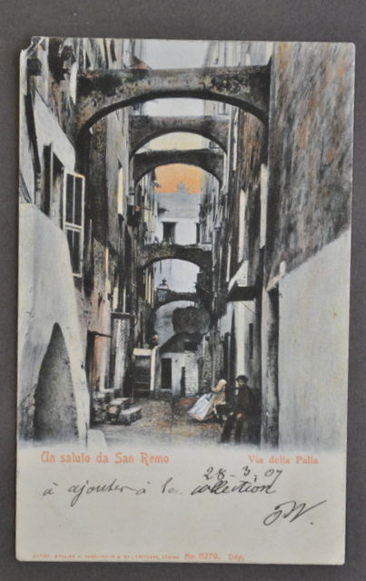 Cartolina Sanremo San Remo Liguria Colore Animata Centro Storico Via …