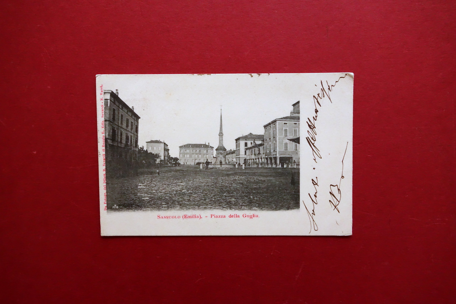 Cartolina Sassuolo Modena Piazza della Guglia Viaggiata 1901