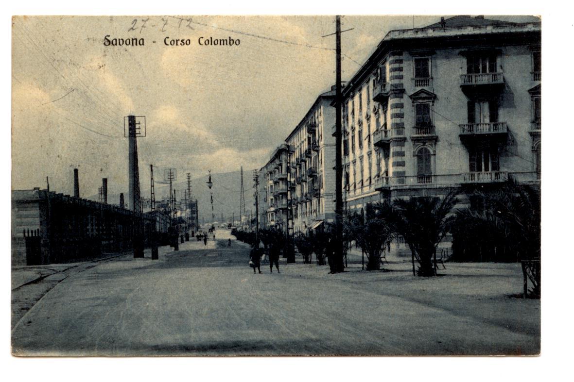 Cartolina Savona Corso Colombo 1912 viaggiata