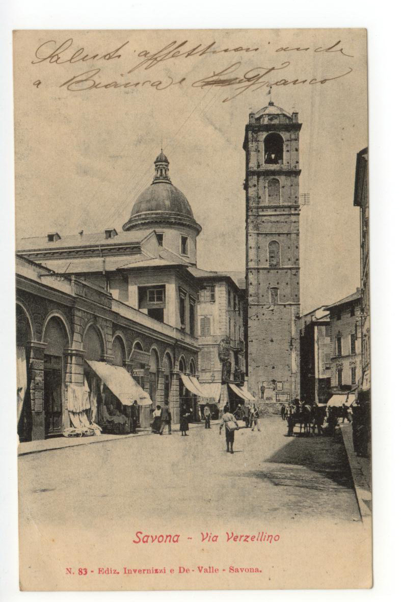 Cartolina Savona Via Verzellino 1913 viaggiata