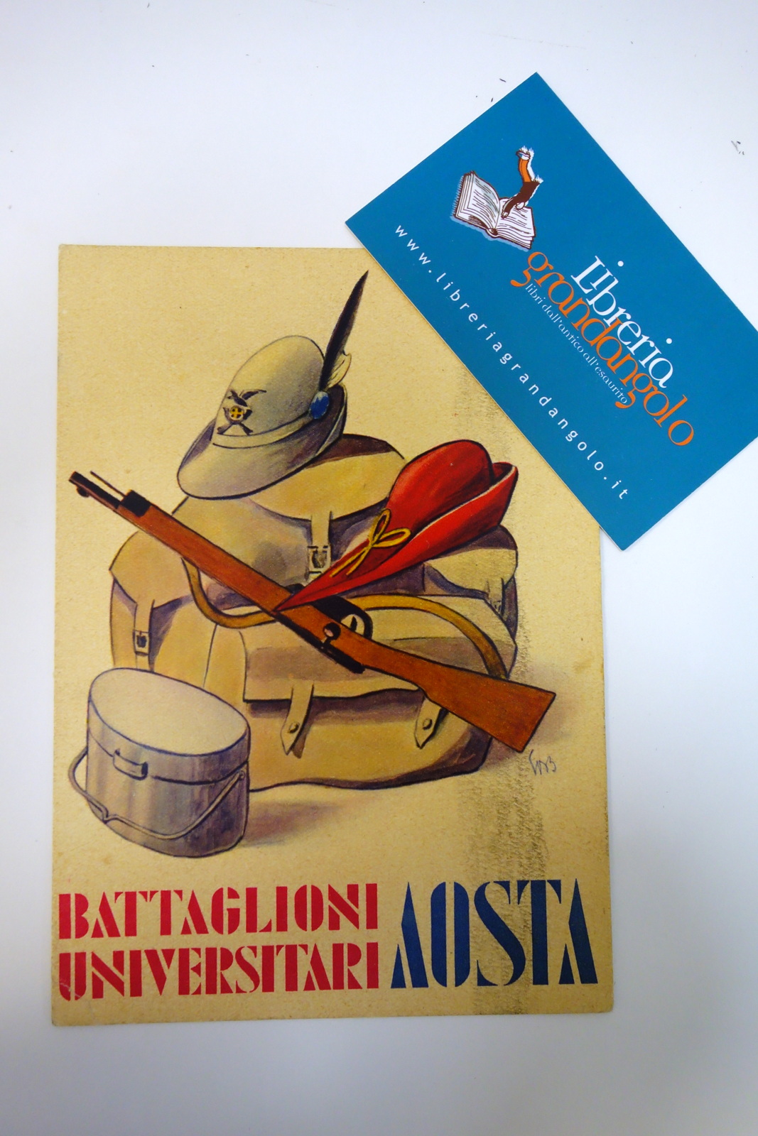 Cartolina Scuola Militare Alpinismo battaglioni universitari Aosta viaggiata1941