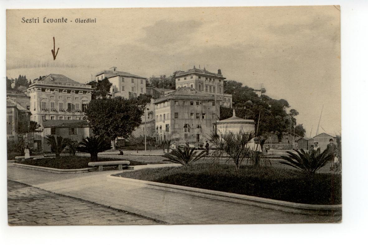 Cartolina Sestri Levante Giardini 1928 viaggiata Genova